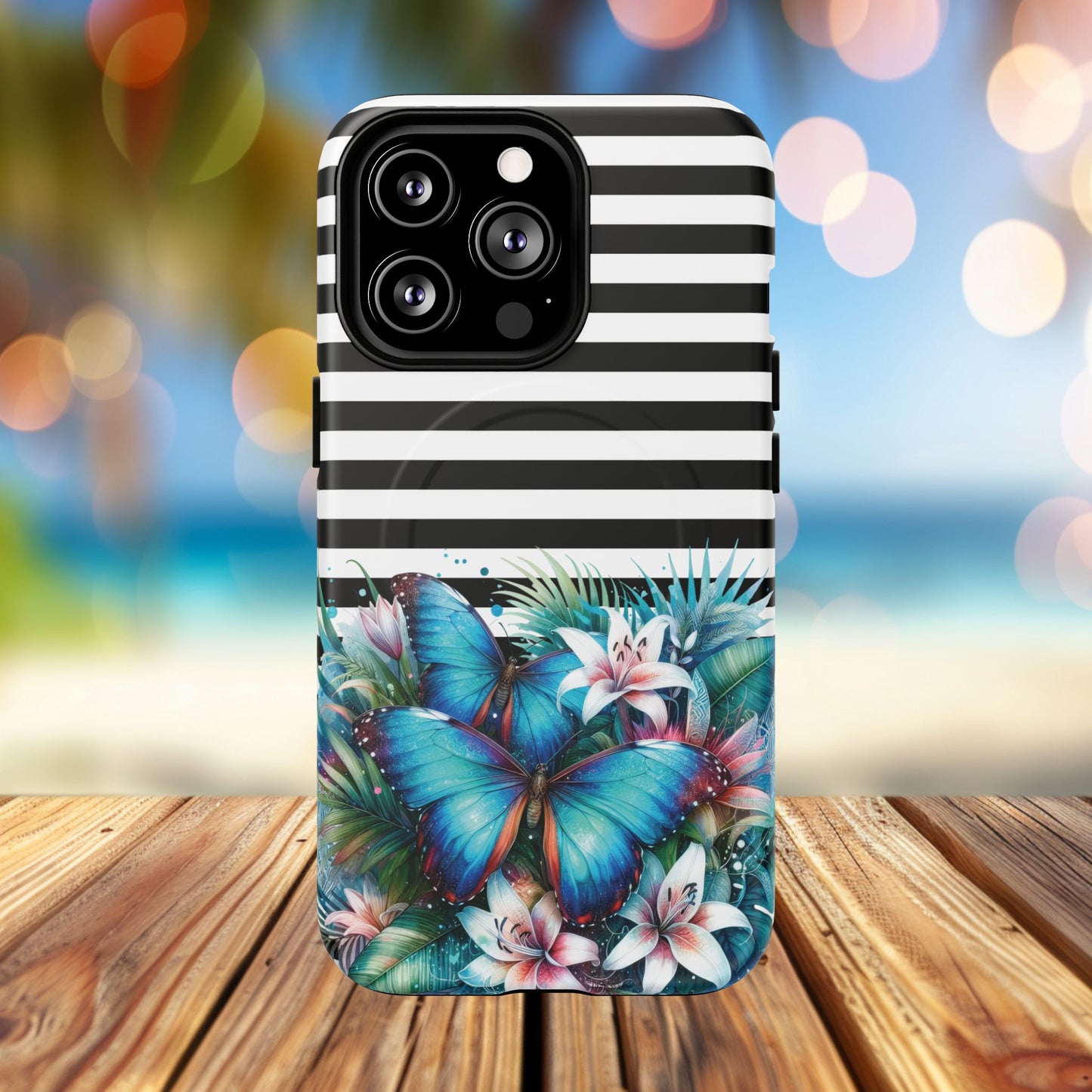 Wings of Wonder Tough iPhone Magnetic Case, Stylish Protection, Durable iPhone Cover, Butterfly Design Gift, Floral Case,Trendy Tech Accessory.