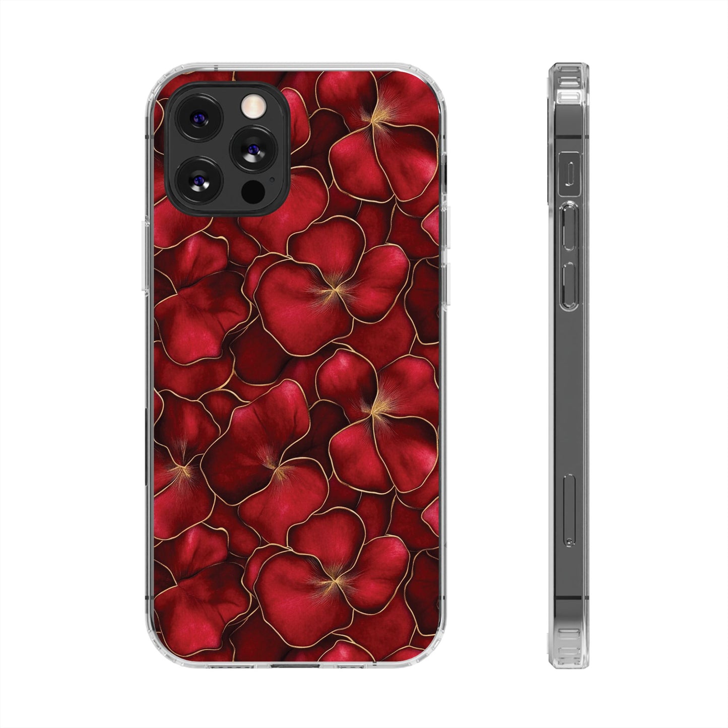 Velvet Petal Noir Floral Petal Clear Impact-Resistant iPhone and Samsung Case.