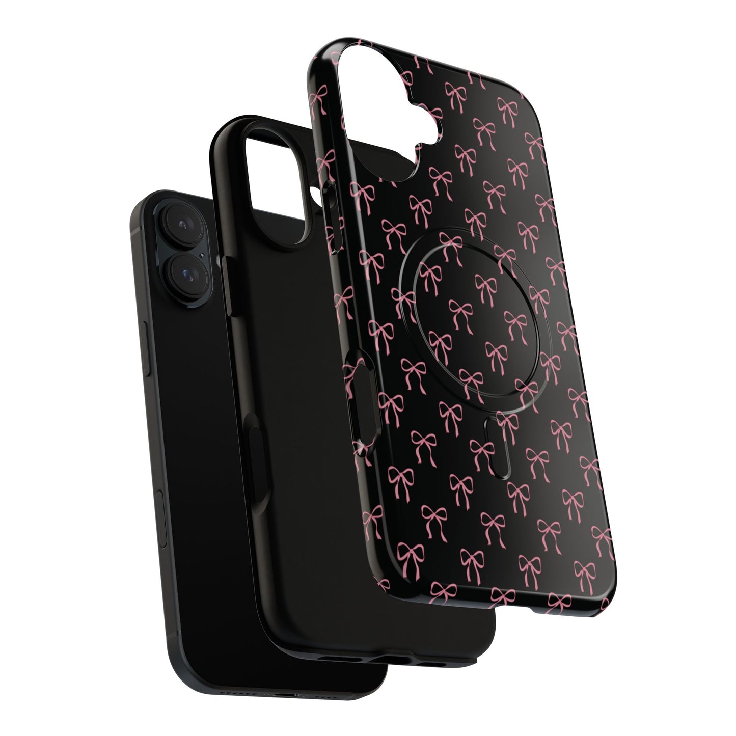 Coquette Chic Bow-Patterned Tough Magnetic iPhone Case, Stylish Gift for Her, Protective iPhone Cover, Trendy Accessory, iPhone Birthday Gift, Fashionable Tech