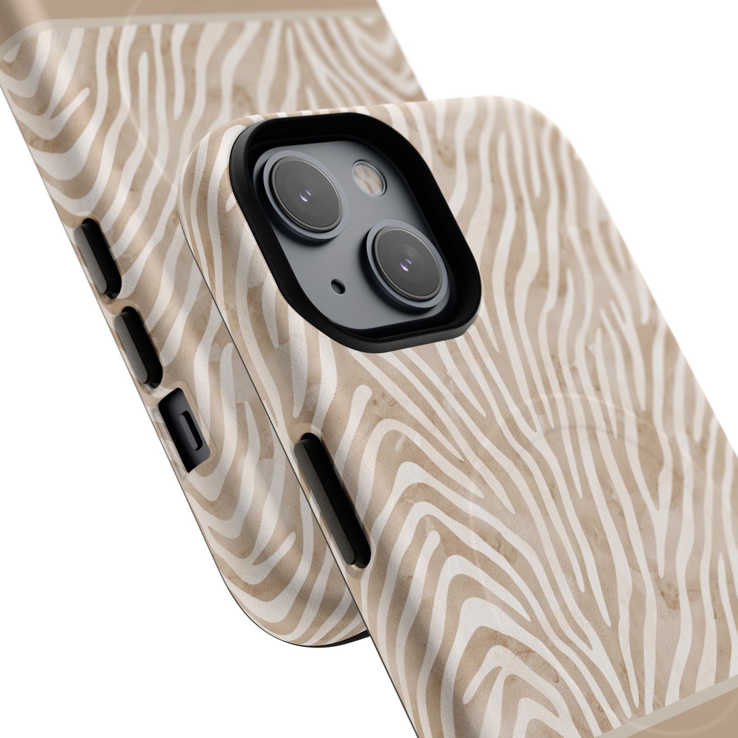 Personalized Zebra Animal Print Cover, Tough Magnetic MagSafe® iPhone® 13, 14, 15, 16, 17, Pro, Pro Max, Plus Cases (Custom Name).