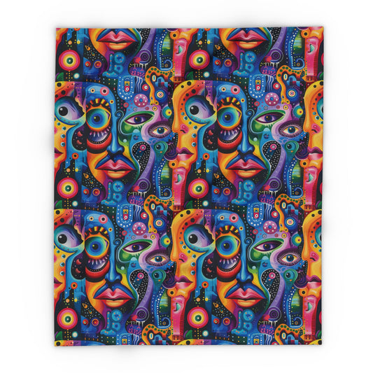 Psychedelic Visions Colorful Abstract Art Arctic Fleece Blanket - Cozy Decorative Throw for Home & Gifts