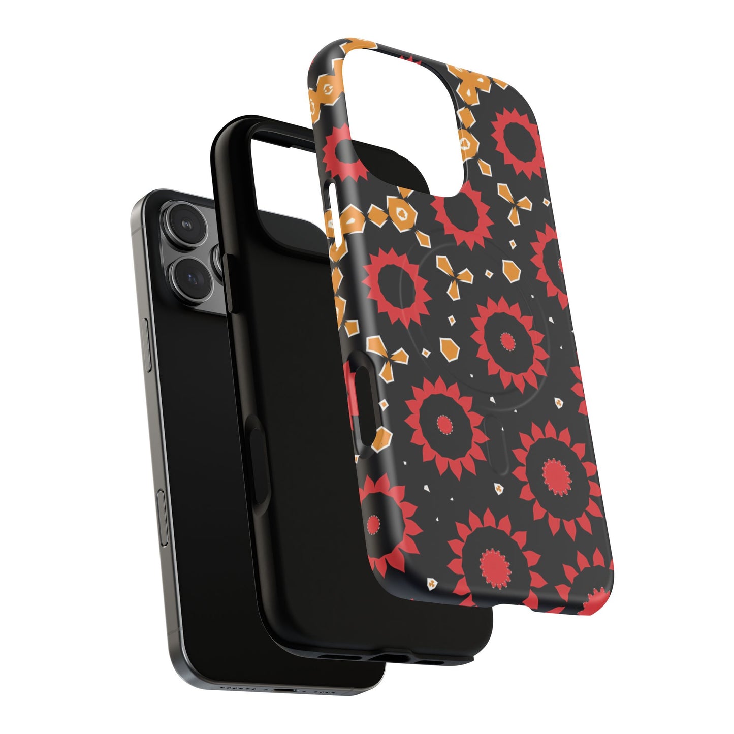 Midnight Ember Bloom Tough Magnetic iPhone Case, Bohemian Floral Design, Stylish iPhone Protection, Gift for Her, Trendy iPhone Accessories