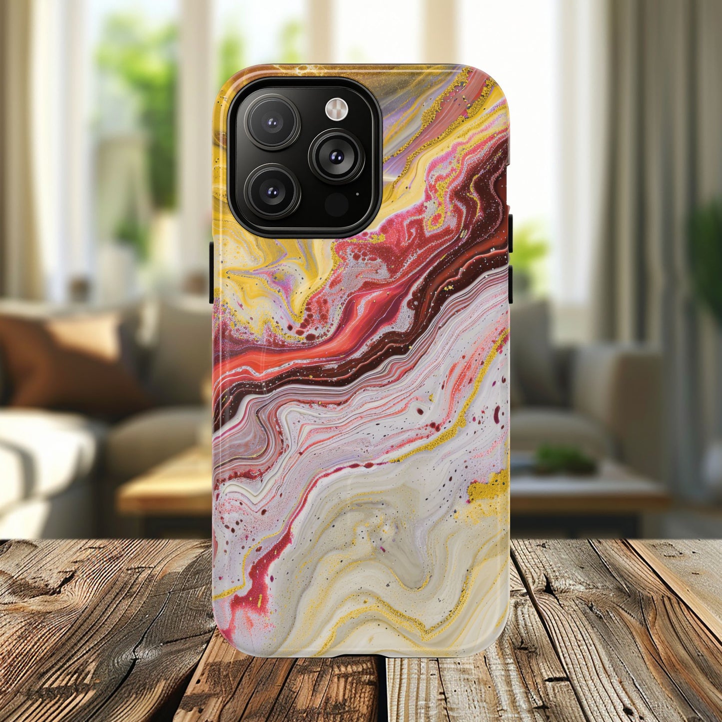 Colorful Red Marble iPhone Case, Tough Magnetic Cases, Stylish iPhone Protection, Unique Gift for iPhone Lovers, iPhone Accessories