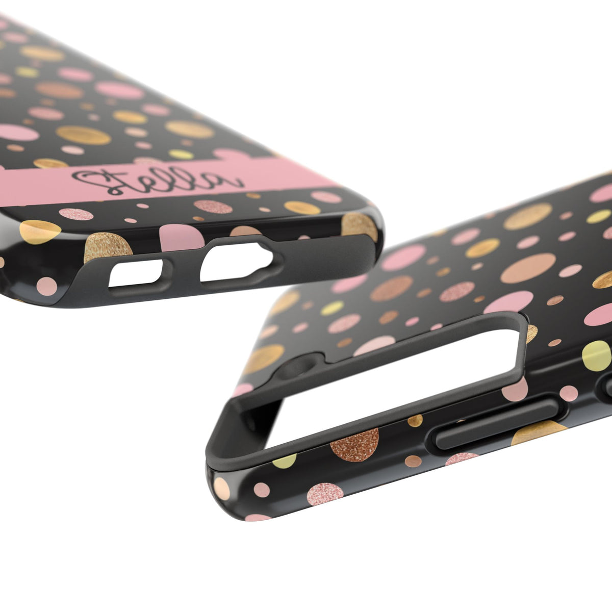 Personalized Gold & Pink Confetti Tough Phone Case — Glitter Dot Protective Phone Cover