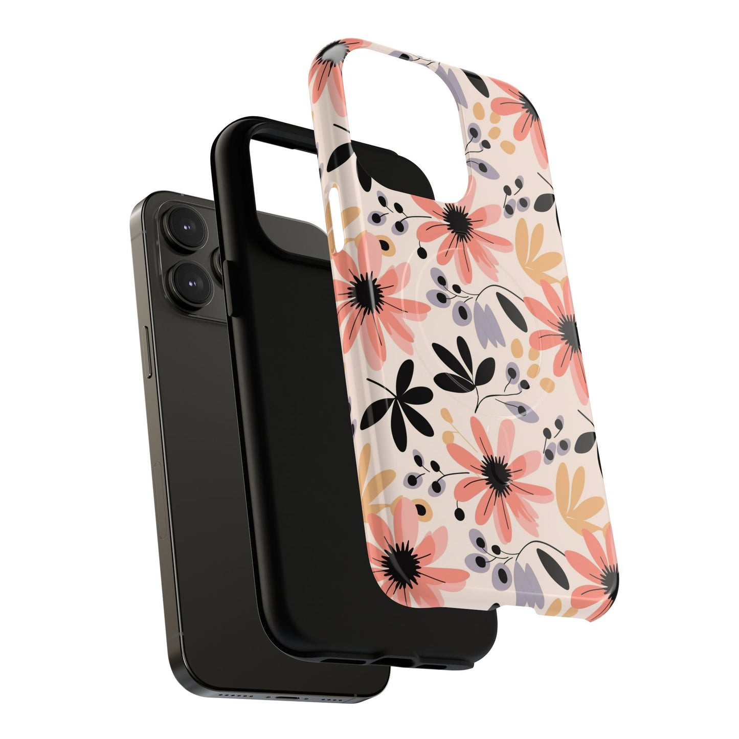 Stylish Soft Petal Noir iPhone Case, Floral iPhone Accessory for Her, Tough iPhone Magnetic Cases, Trendy iPhone Cover, Gift for Friends, Summer Vibes