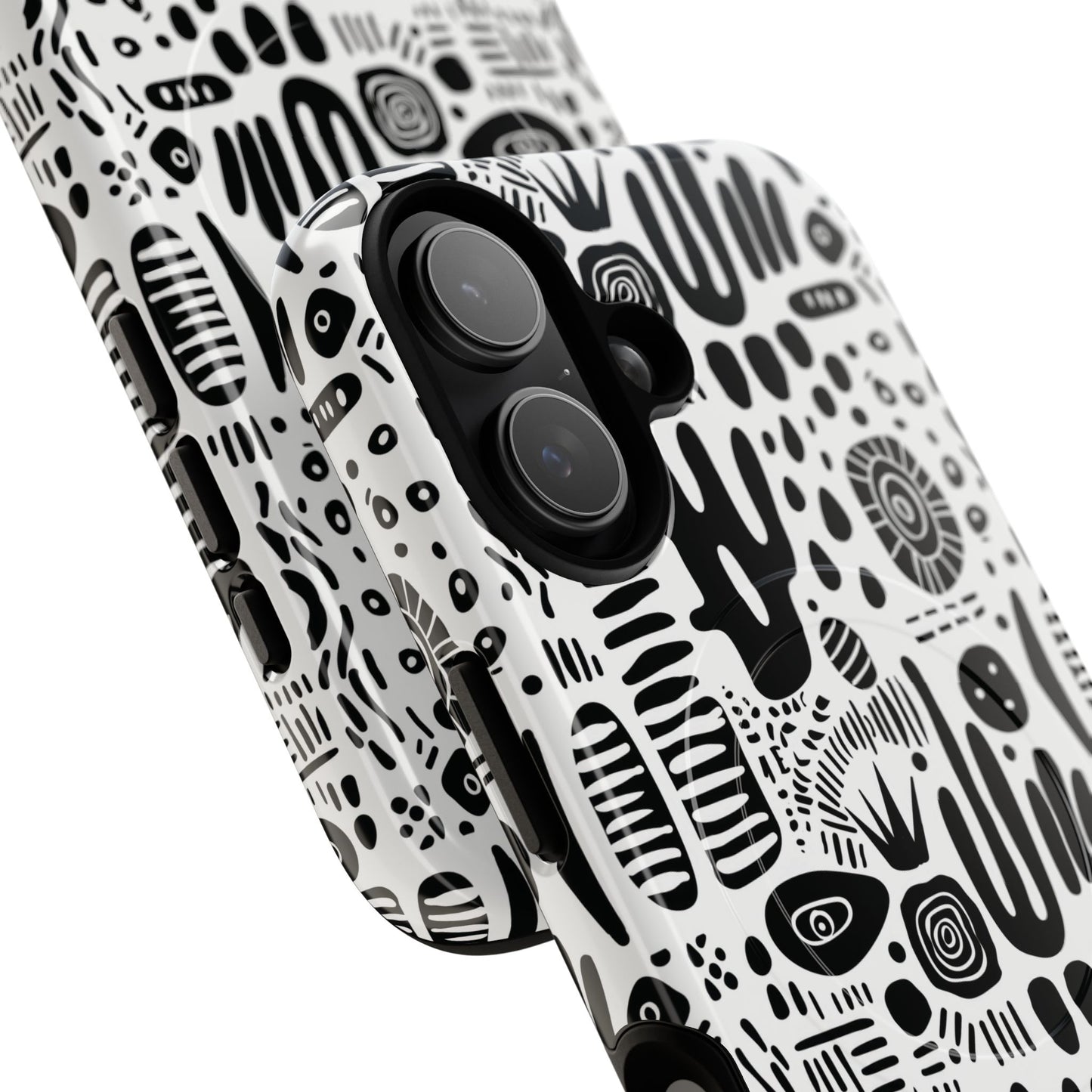 Abstract Monochrome Tough Magnetic iPhone Cases, Stylish Phone Cover, Durable Phone Protector, Modern Tech Accessories, Unique Gift Ideas