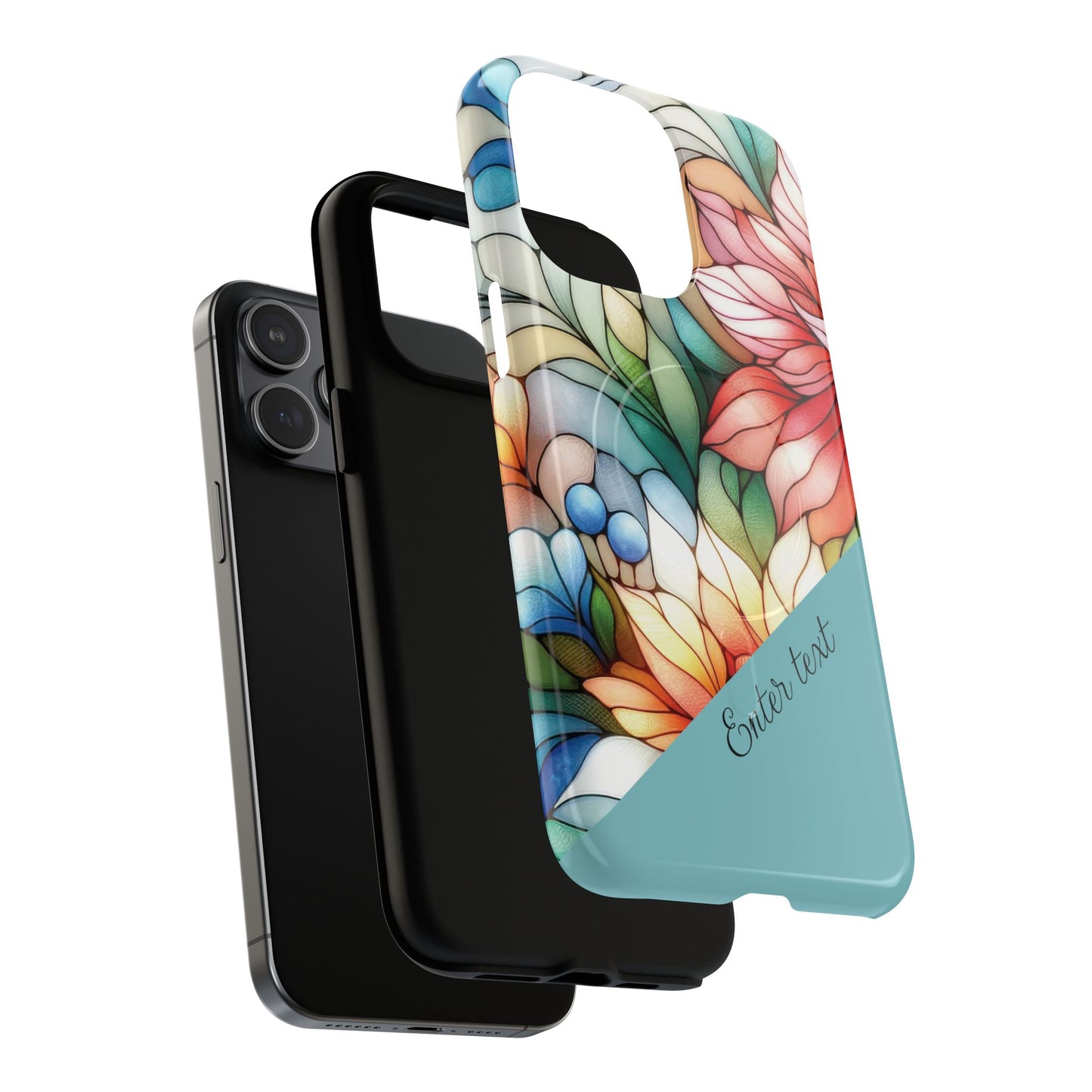 Personalized Radiant Gardenlight Stained Glass Tough MagSafe Magnetic Case, Vibrant Flower Cover, Durable Protective Case, Unique Gift for Her, Spring Elegance, iPhone® 13, 14, 15, 16, 17, Pro, Pro Max, Plus Cases.