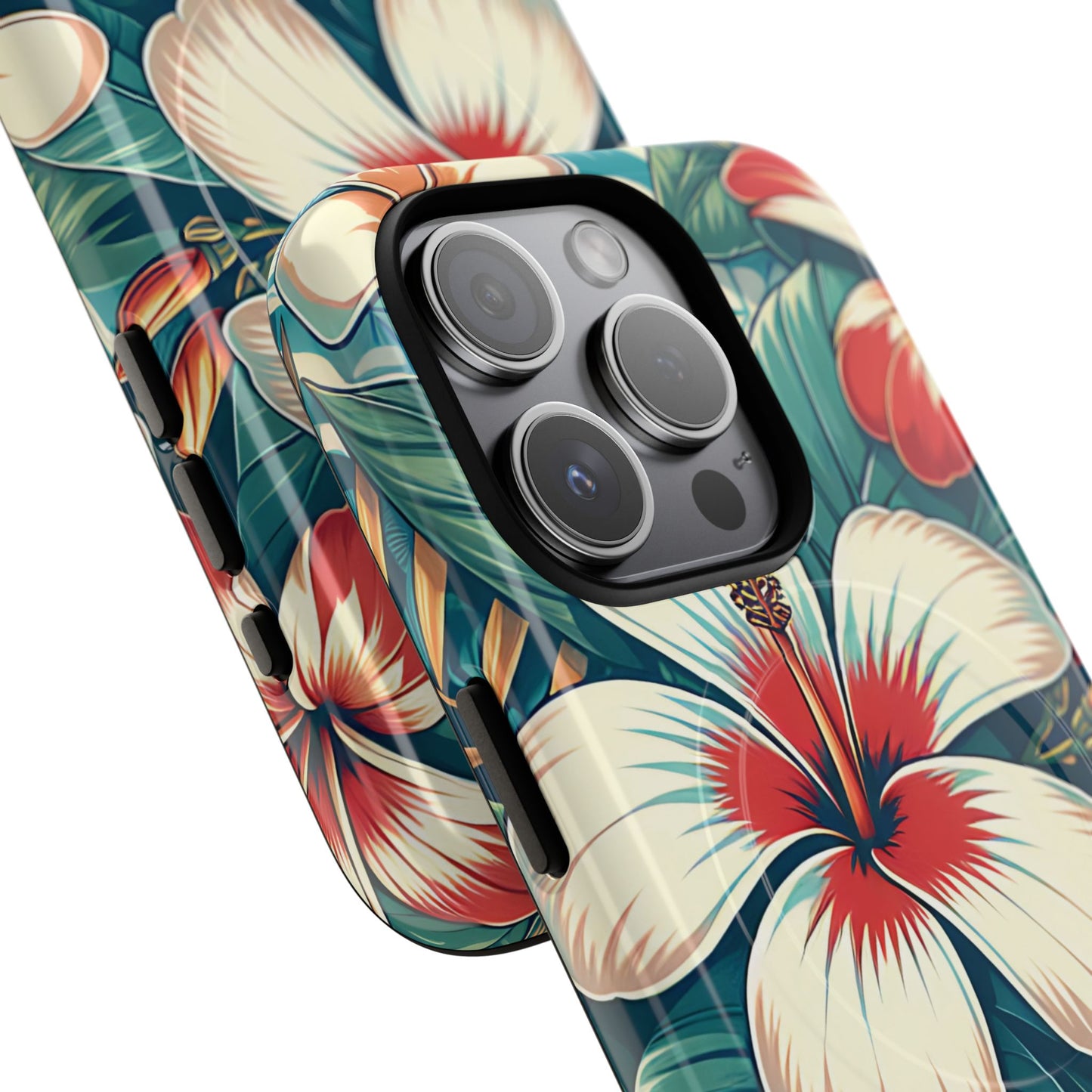 Tough Floral Phone Case, Tropical Hibiscus Design, Gift for Her, Summer Accessory, Customizable Phone Cover