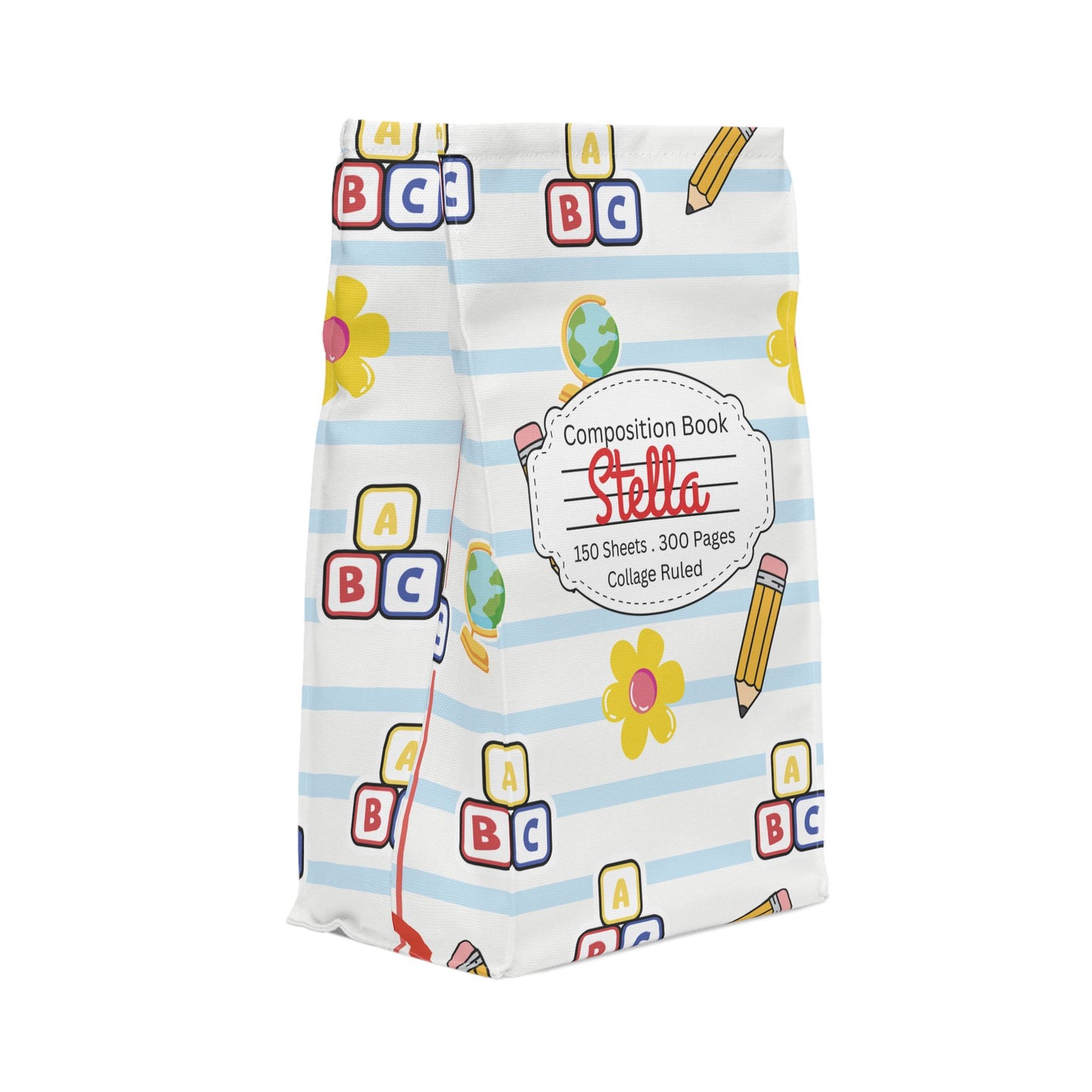 Custom White SchoolYard Chic Composition Book Inspired Stylish Polyester Lunch Box for Kids - Perfect for School, Picnics, or Snacks | Personalized ABC Design, Back to School, Family [...]