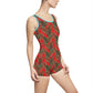 Red Tropical Bliss Women's Vintage Swimsuit (AOP)