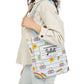 Personalized White Schoolyard Chic Composition Book Inspired Canvas Tote Bag with Colorful Straps, Cute School Bag, Eco-Friendly Tote, Back to School Shopping Bag, Teacher Gift Idea