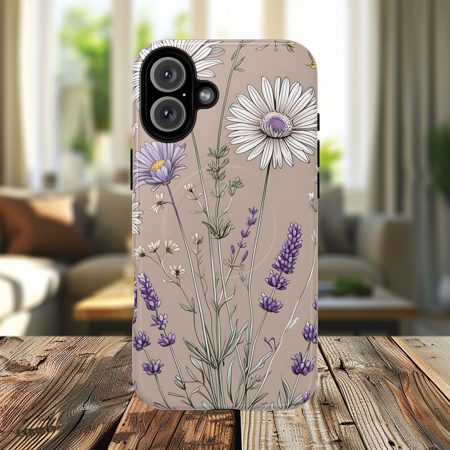 Lavender Floral Tough Magnetic Phone Case | Durable Protective Cover, Flower Design, Gifts for Her, Phone Accessories, Nature Lover