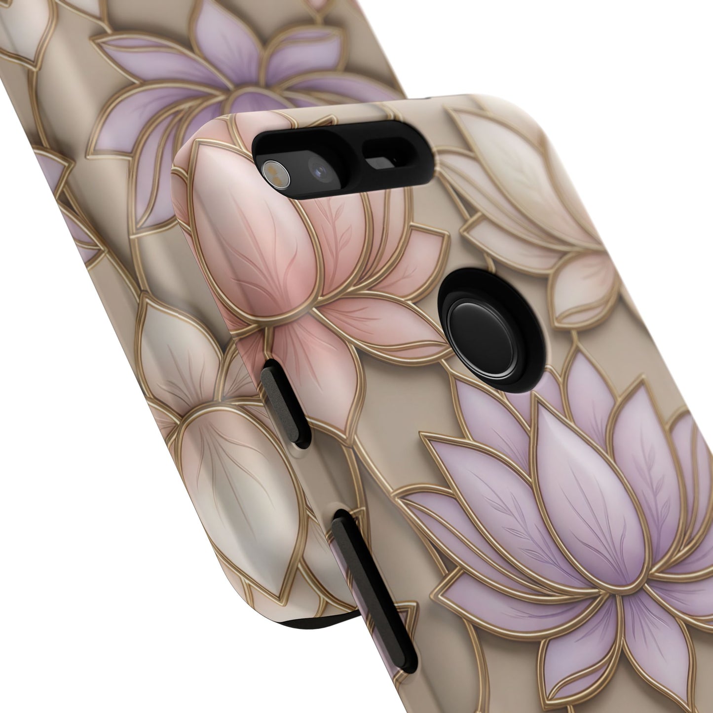 Personalized Lotus Floral Stained Glass Effect Tough Phone Case