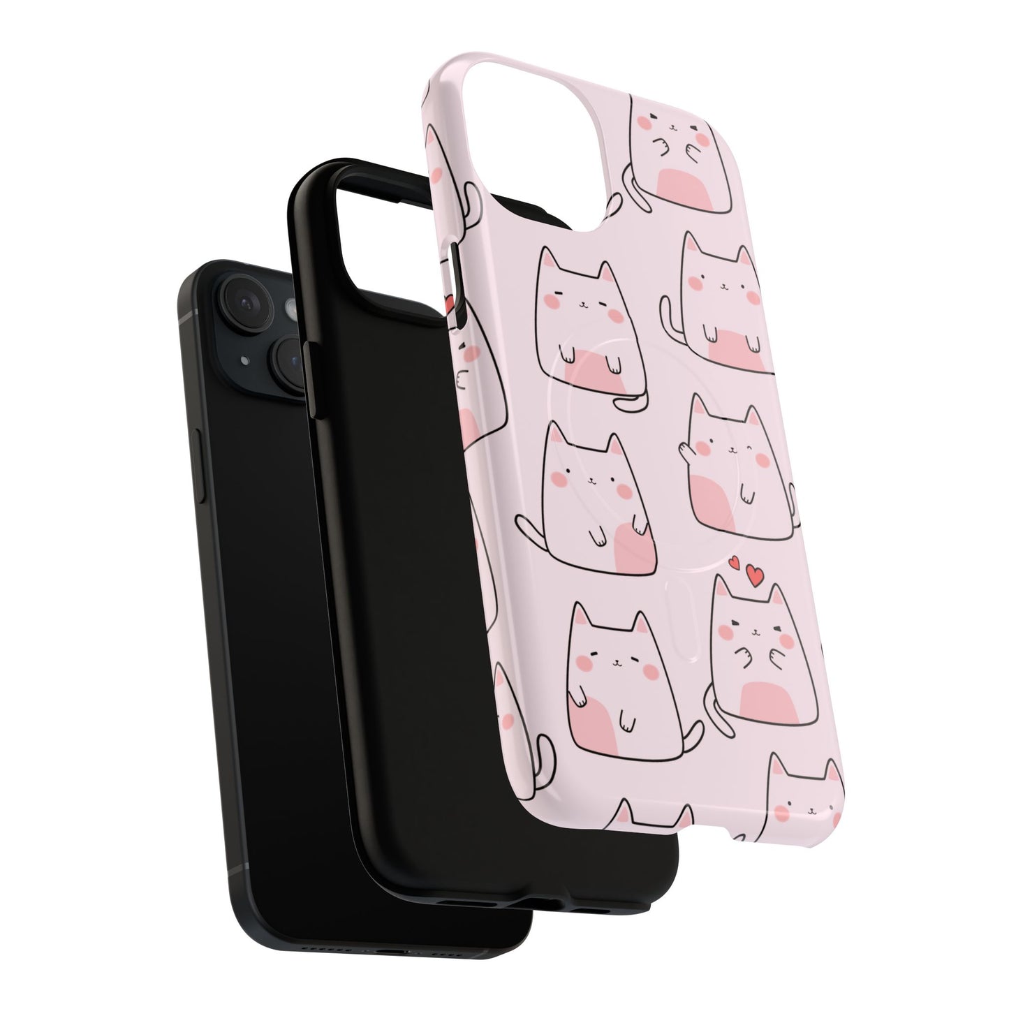 Cute Cat Magnetic iPhone Case, Tough iPhone Cover, Cat Lover Gift, Kawaii Style Case, Pet-Themed Gift