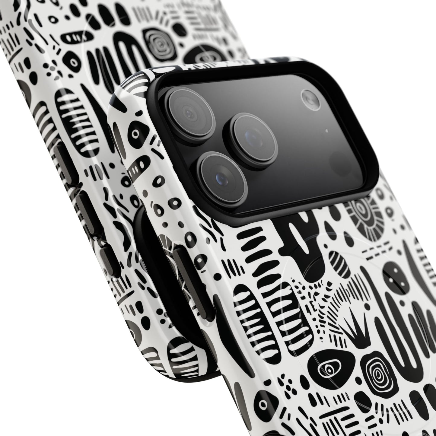 Abstract Monochrome Tough Magnetic iPhone Cases, Stylish Phone Cover, Durable Phone Protector, Modern Tech Accessories, Unique Gift Ideas
