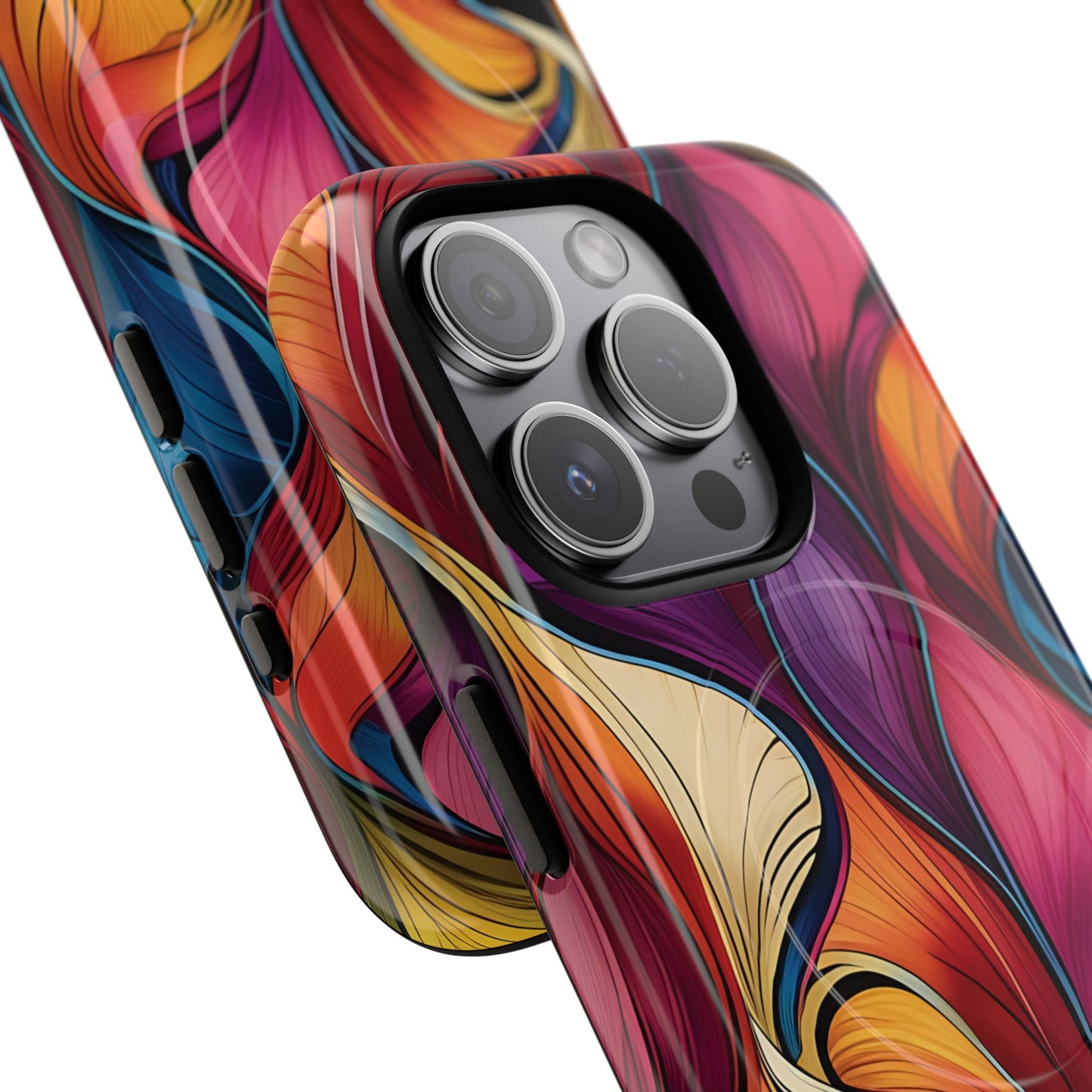 Vibrant Leaf Wave Tough Magnetic Phone Case, Vibrant Smartphone Cover, Unique Protective Case for Gifts, Phone Accessories, Trendy Design