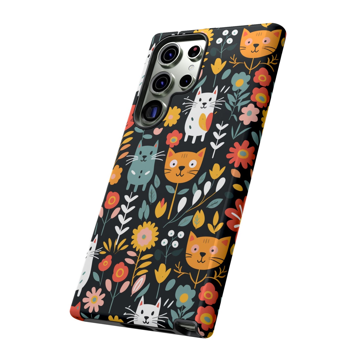 Whimsical Feline Garden iPhone, Samsung or Google Pixel Tough Cases
