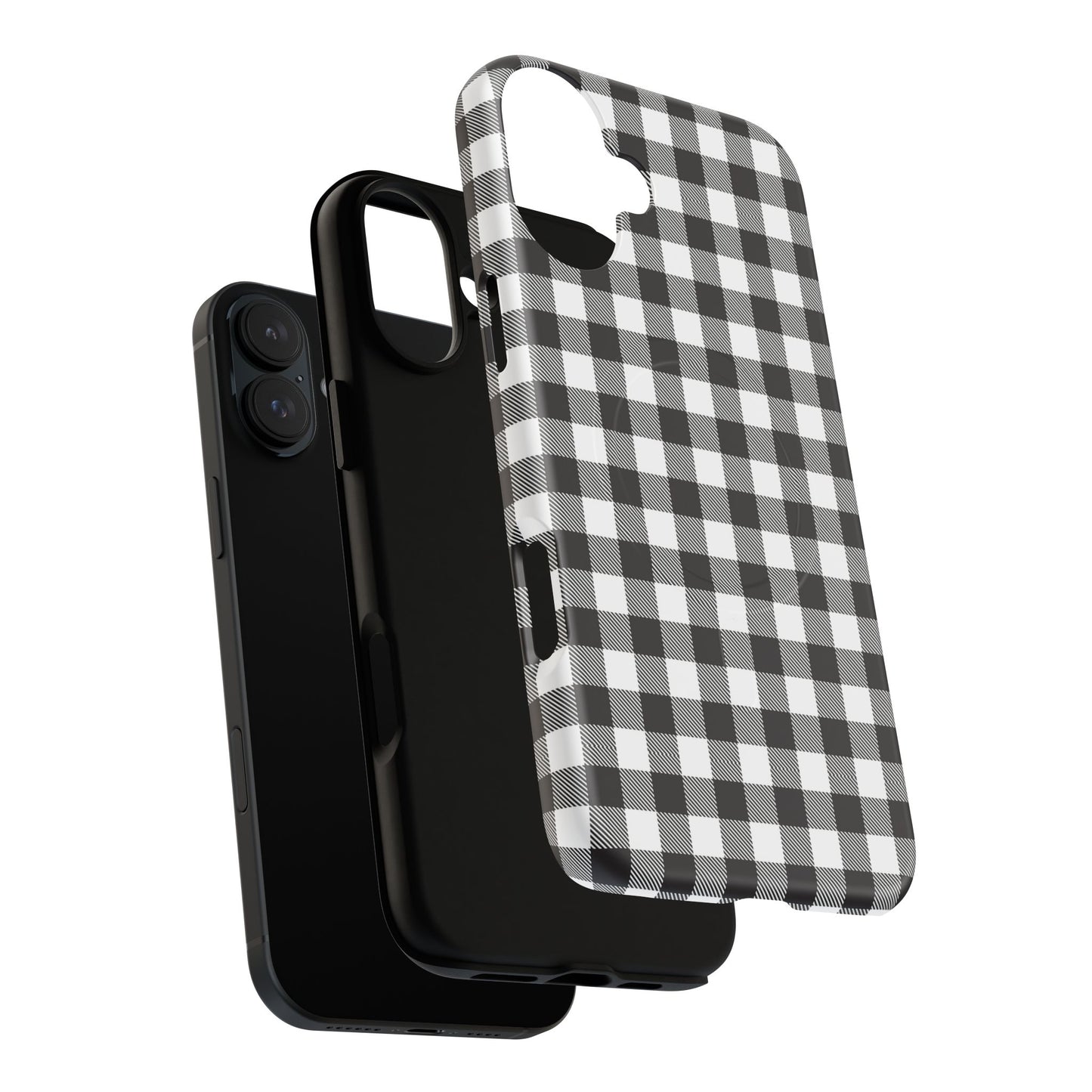 Black and White Gingham Phone Case, Tough Magnetic Cases, Stylish Phone Cover, Gift for Her, Trendy Phone Accessory, Checkered Print