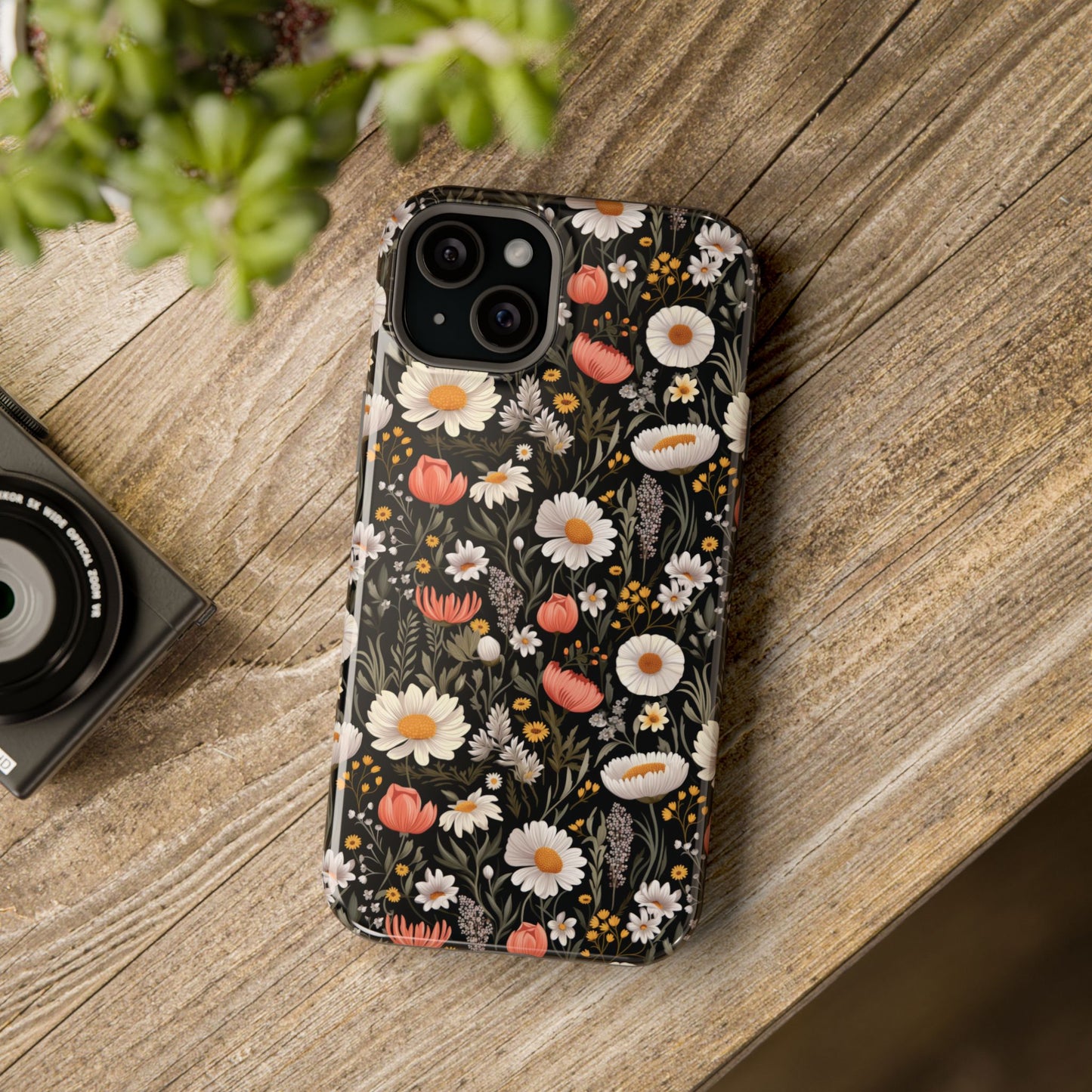 Blossom Elegance: Noir Garden Magnetic Tough iPhone Cases