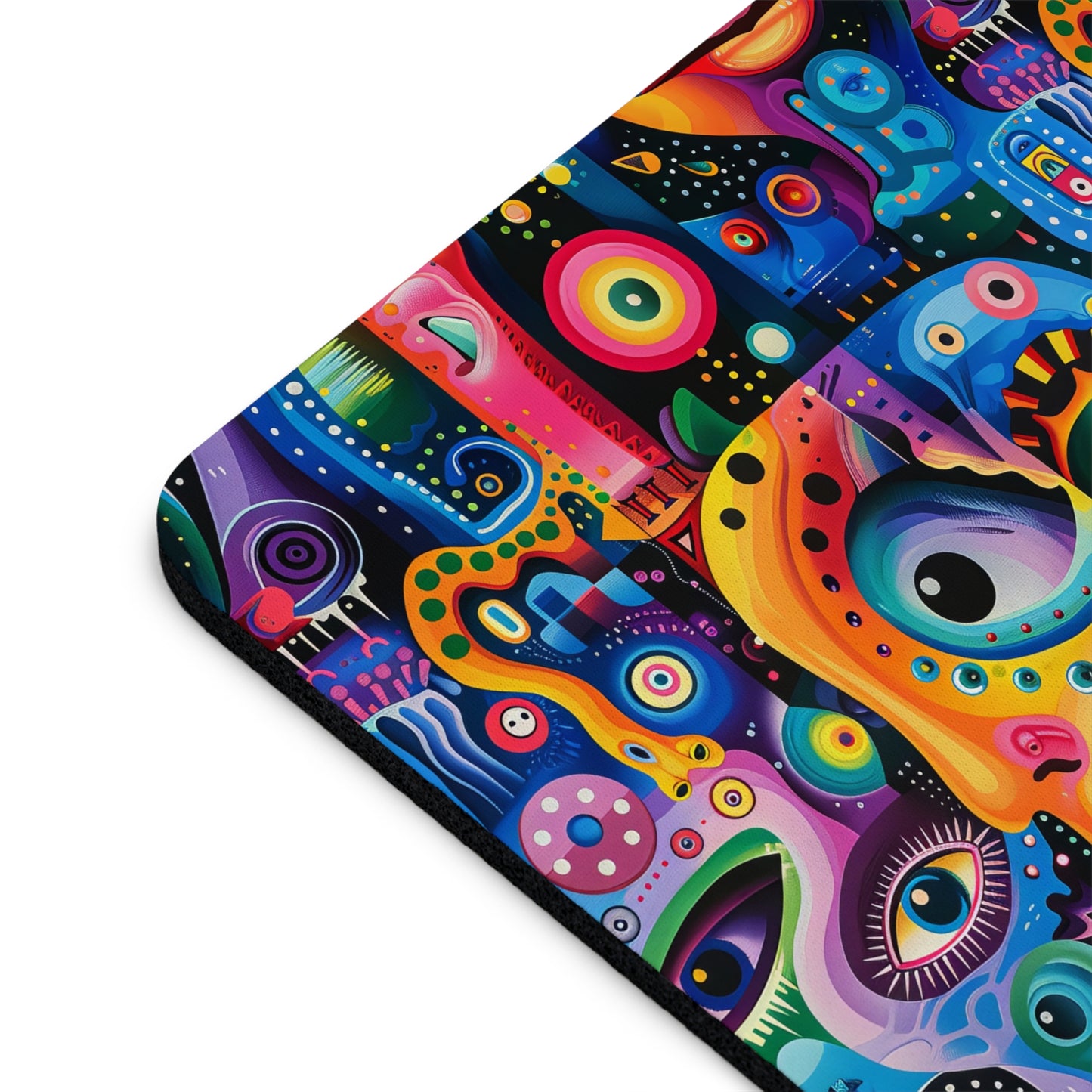 Psychedelic Visions Colorful Abstract Faces Mouse Pad - Artistic Desk Accessory