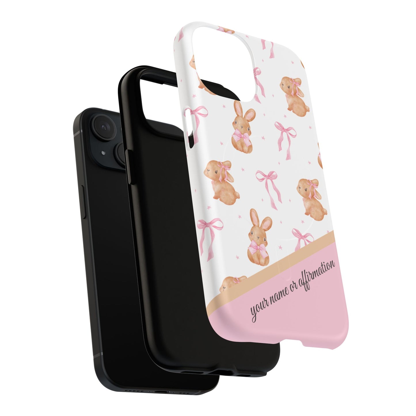 Personalized Bunny iPhone Case - Cute Animal Design, Tough MagSafe® Magnetic Case, Easter Gift, Spring Aesthetic, Kids Accessories