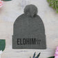 Cozy Pom-Pom Knit Cap with 'ELOHIM, GENESIS 1:1'  Embroidery Beanie - Stylish Winter Accessory for All Ages, Perfect Gift for Birthdays, Holidays, and Outdoor Activities