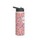 Personalized Pink Chalkboard Chic Inspired Stainless Steel Water Bottle for Kids, School Supplies, Eco-Friendly Drinkware, Back to School, Teacher Gifts