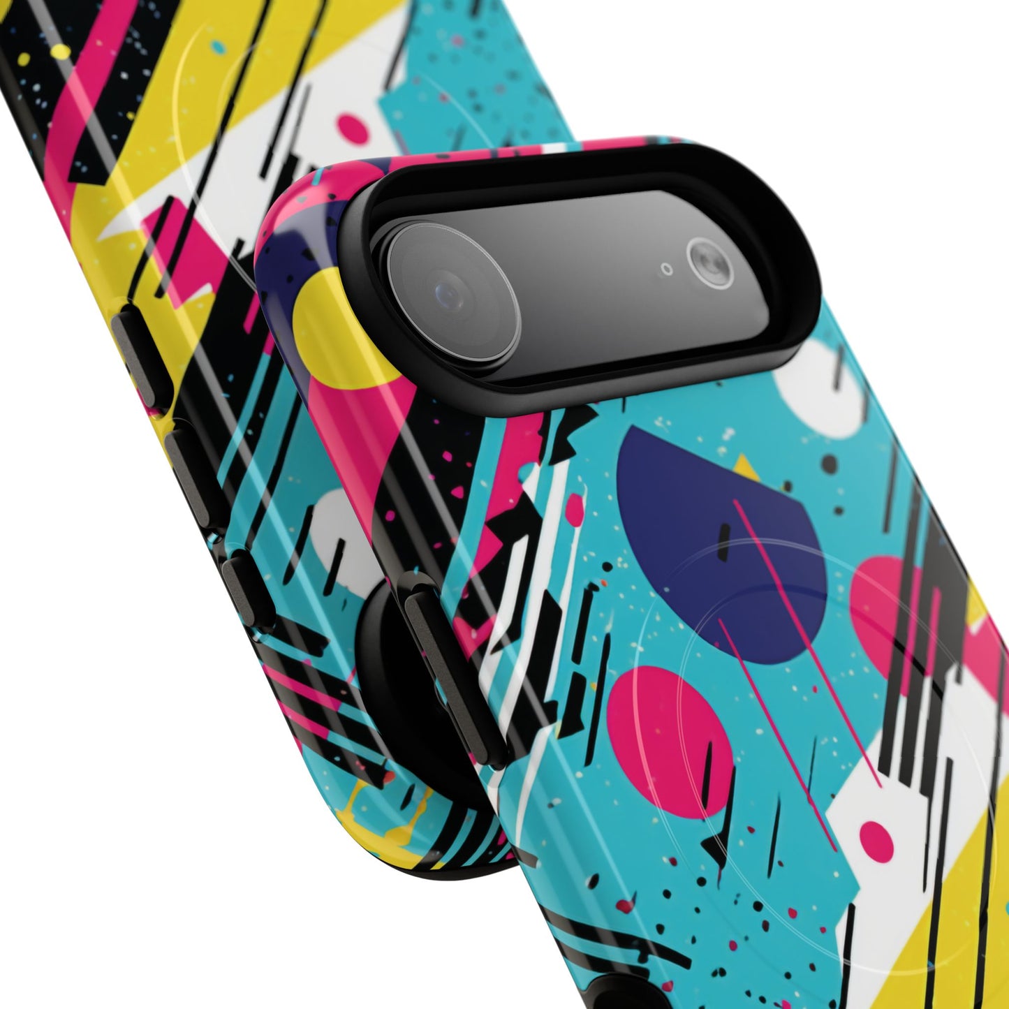 Retro Pop Vibes Magnetic iPhone Case with Abstract Design, Tough iPhone Cover, iPhone Accessory, Gift for Tech Lovers, Trendy iPhone Protector