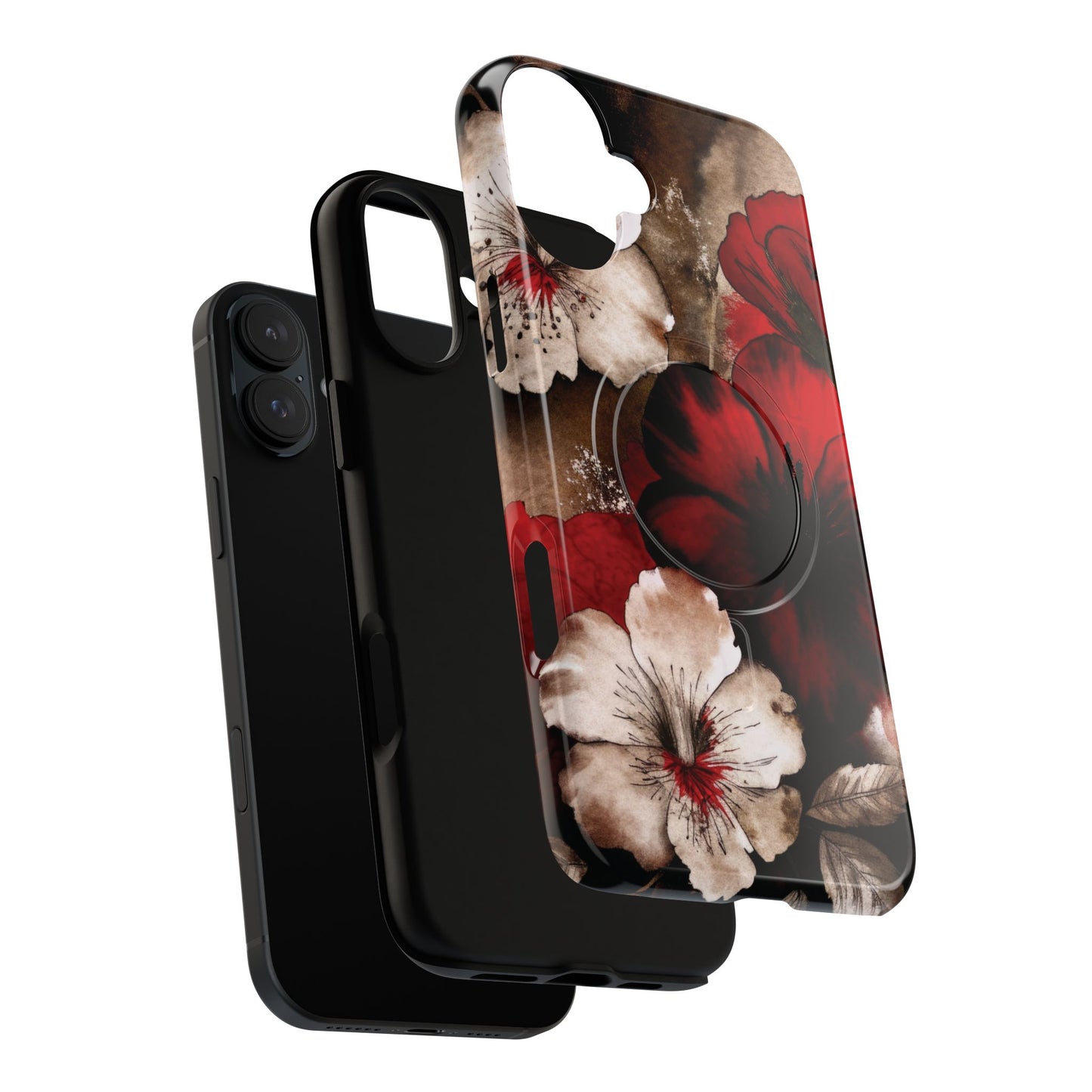 Crimson Noir Tough iPhone Magnetic Cases, Tough iPhone Protector, Stylish Floral Design, Gift for Her, Floral Accessories