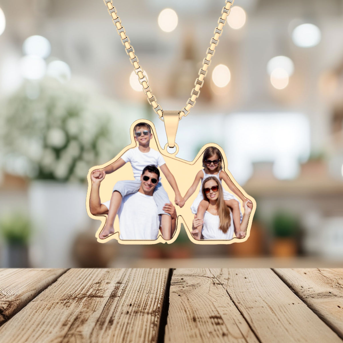 Custom Photo Cutout Pendant Necklace — Personalized Family/Pet Photo Keepsake