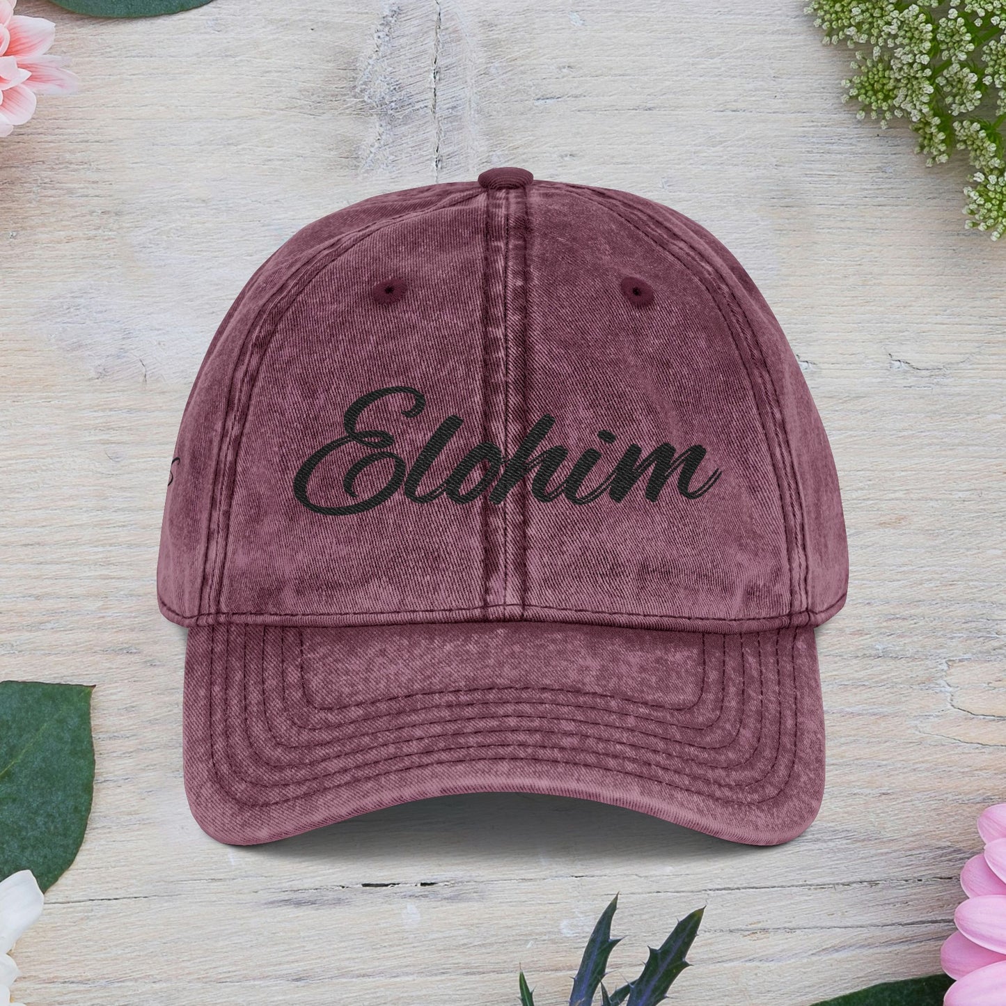 Vintage Embroidered Dad Cap with 'ELOHIM GENESIS 1:1' - Stylish Casual Hat, Gift for Him/Her, Summer Accessory, Trendy Streetwear, Spiritual Fashion