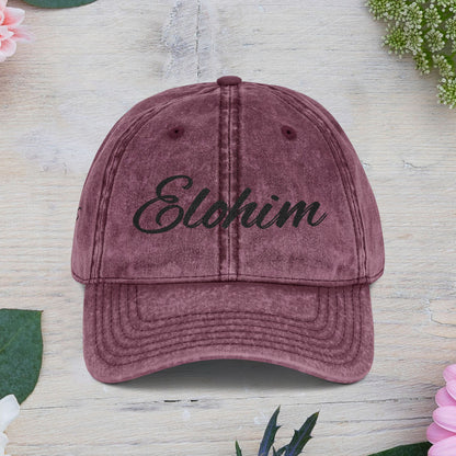 Vintage Embroidered Dad Cap with 'ELOHIM GENESIS 1:1' - Stylish Casual Hat, Gift for Him/Her, Summer Accessory, Trendy Streetwear, Spiritual Fashion