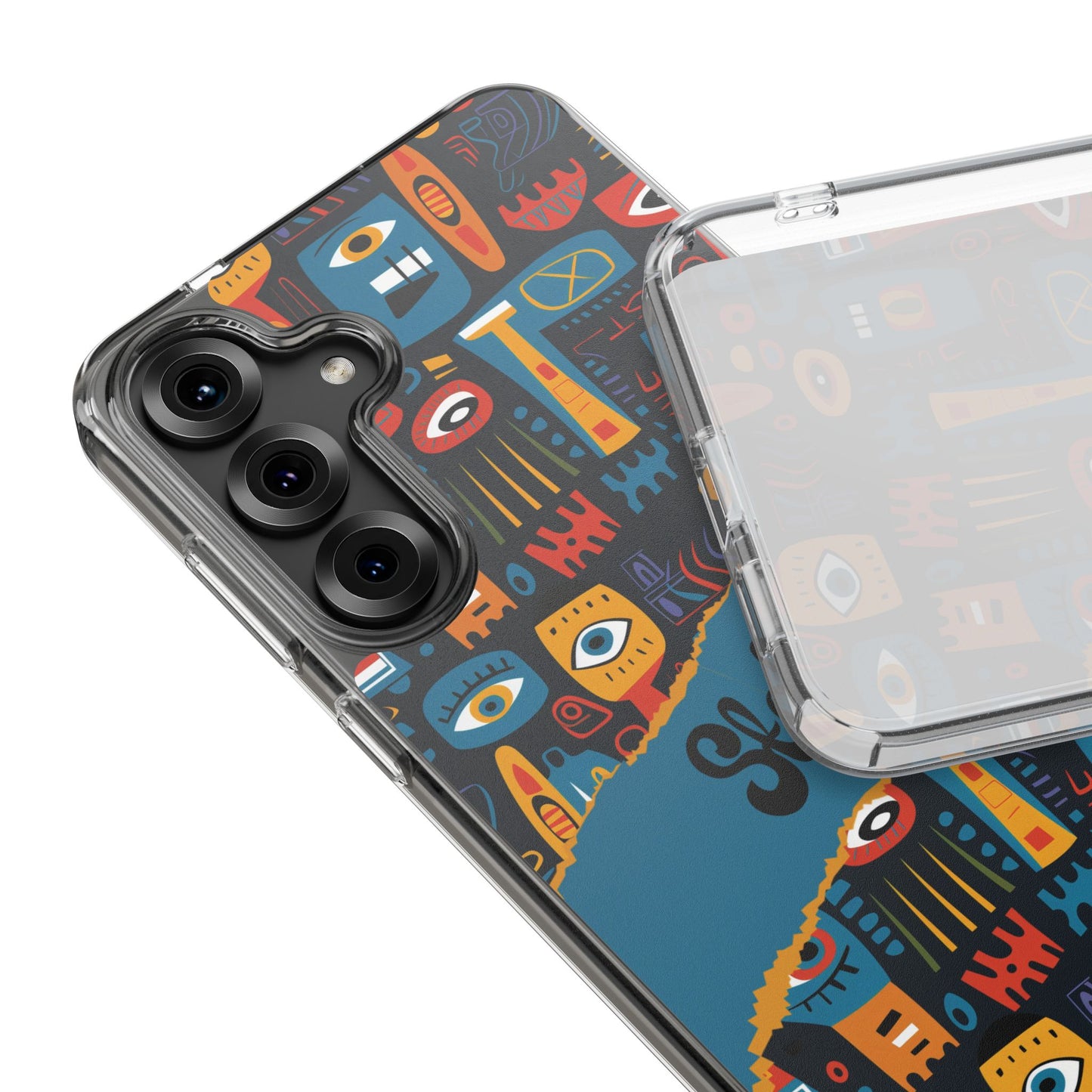 Phone Case — Colorful Abstract Faces Clear Impact-Resistant Case