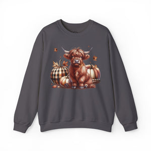 Autumn Highland Cow Charm Unisex Heavy Blend™ Crewneck Sweatshirt