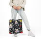 Personalized Black Composition Book Inspired Canvas Tote Bag with Colorful Straps, Cute School Bag, Eco-Friendly Tote, Back to School Shopping Bag, Teacher Gift Idea
