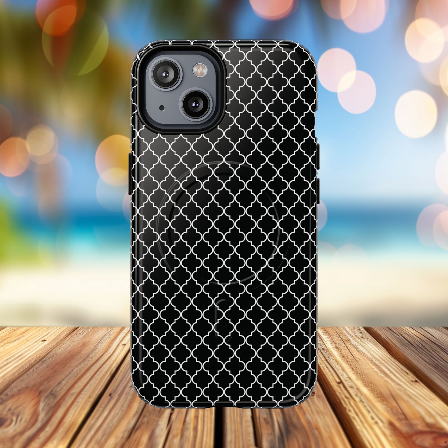 Noir Mosaic Tough iPhone Magnetic Case, Geometric Patterned Case, Durable iPhone Cover, Unique Tech Accessories, Perfect Gift for Him/Her