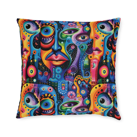 Psychedelic Visions Colorful Abstract Square Pillow - Vibrant Decor for Home & Couch.