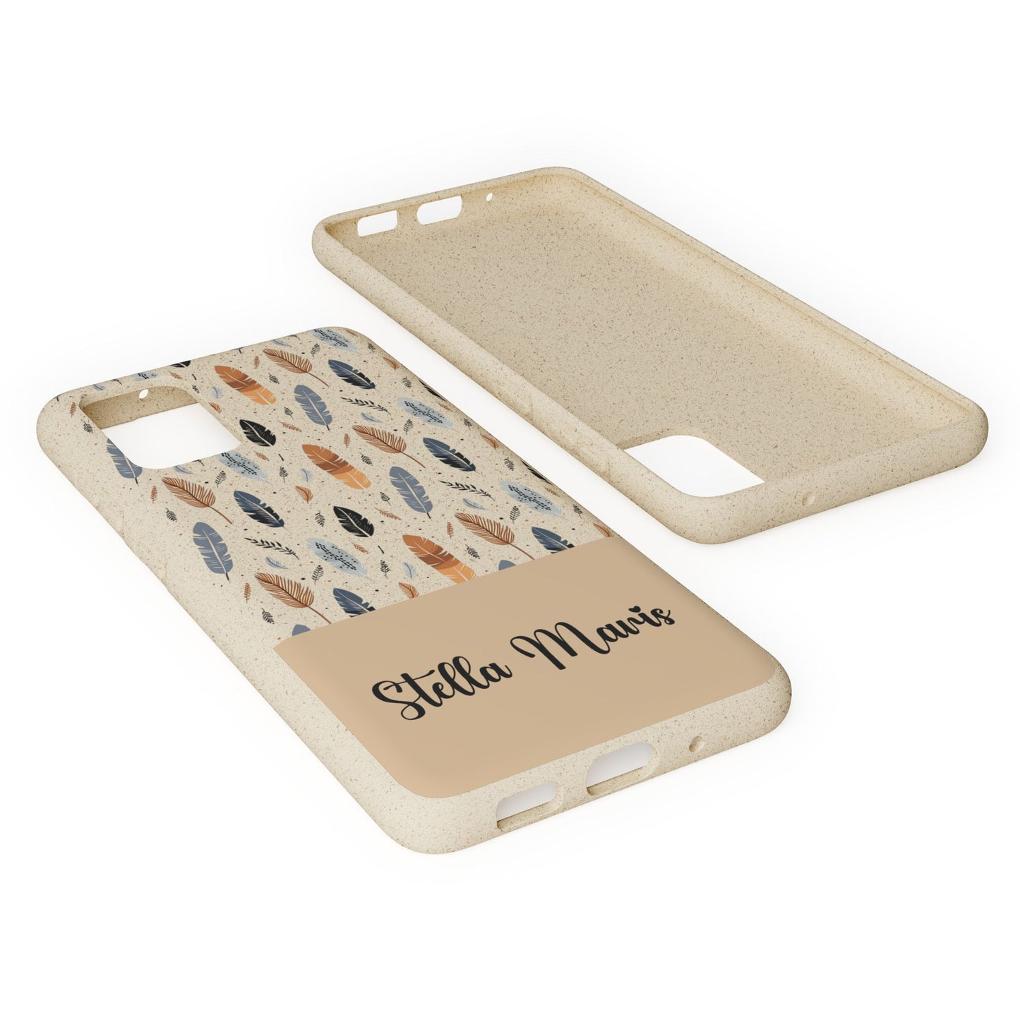 Personalized Whispering Feathers Samsung Biodegradable Case, Custom Name Case.