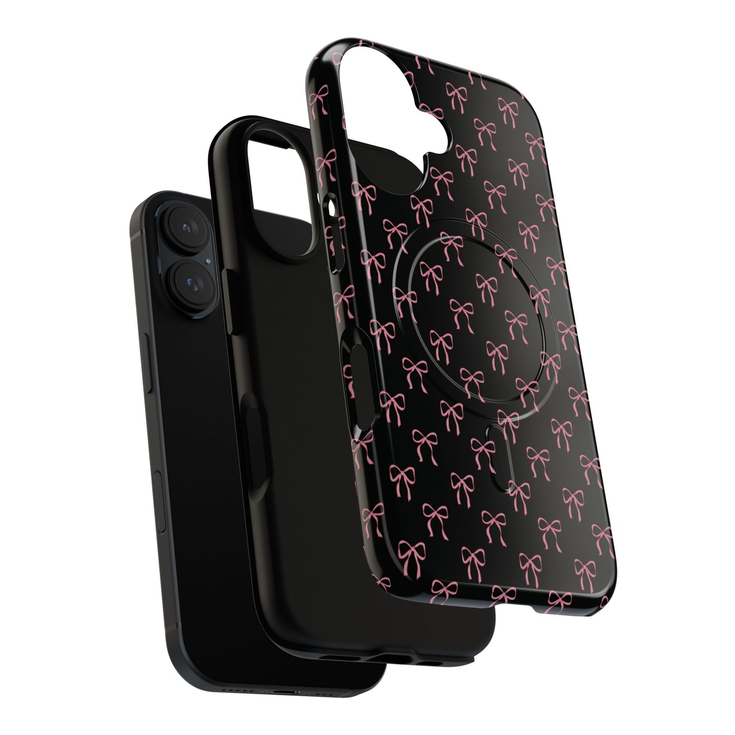 Coquette Chic Bow-Patterned Tough Magnetic iPhone Case, Stylish Gift for Her, Protective iPhone Cover, Trendy Accessory, iPhone Birthday Gift, Fashionable Tech