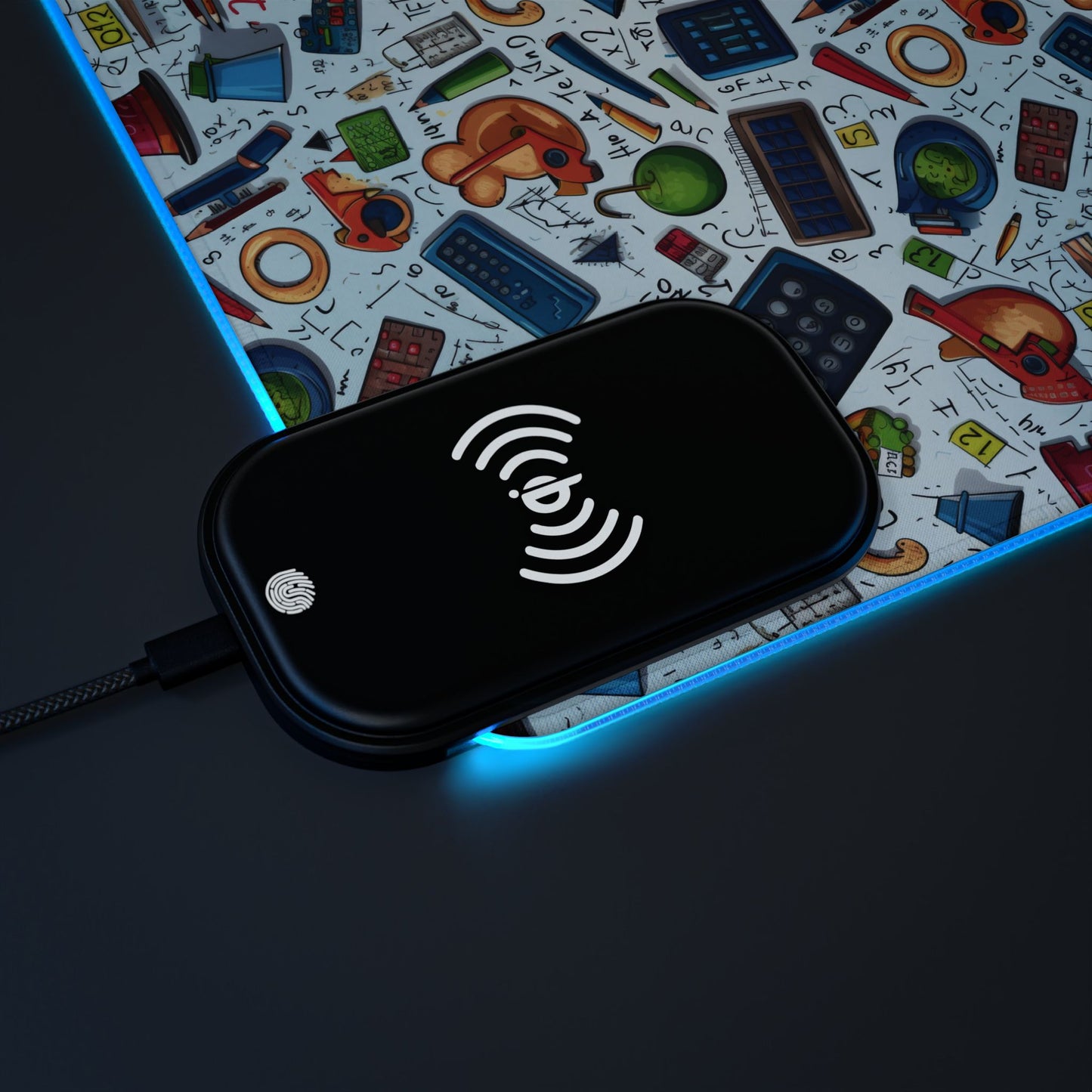 Academic Adventures Bloom LED Gaming Mouse Pad, Wireless Charging