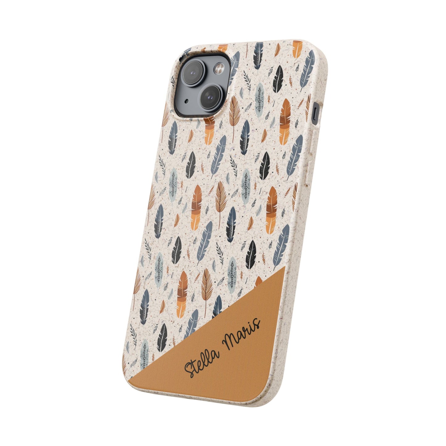 Personalized Whispering Feathers Samsung and iPhone Biodegradable Case, Custom Name Case.