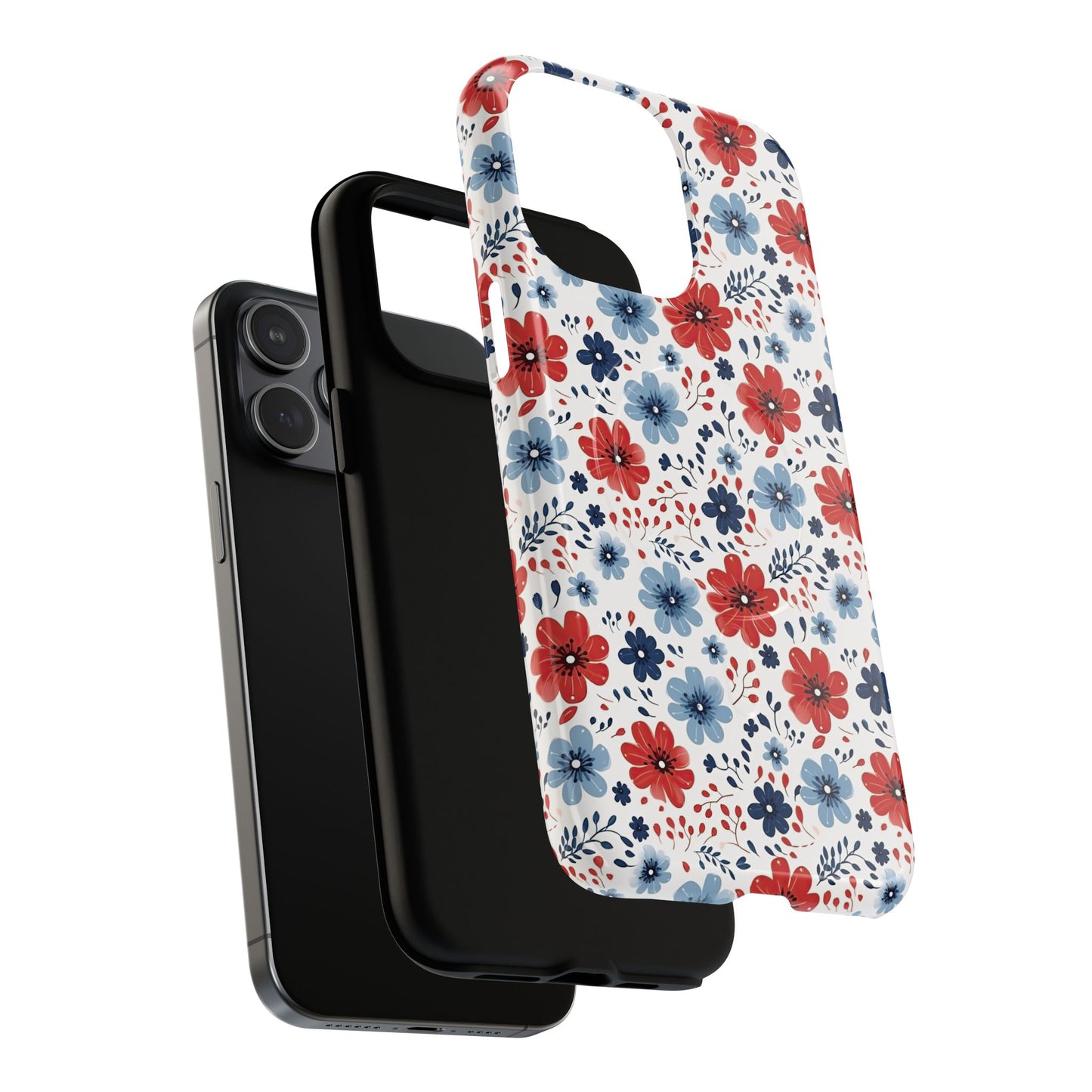 Patriotic Floral Dreams Tough Magnetic iPhone Cases, Durable, Stylish, Gift for Her, Protective Phone Cover, Spring Floral Design