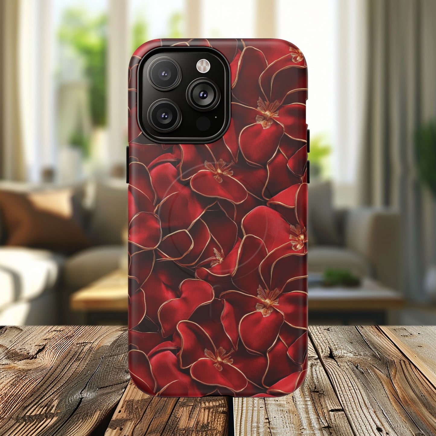 Crimson Bloom Tough iPhone Magnetic Case, Protective iPhone Case, Stylish iPhone Cover, Gift for Her, Mother's and Birthday Gifts, Unique Floral Accessories