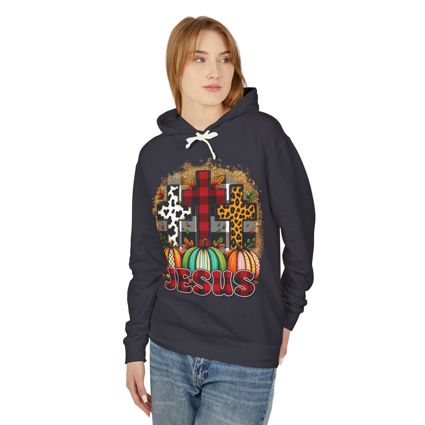 Faithful Harvest Cross Unisex Lightweight Hooded Sweatshirt