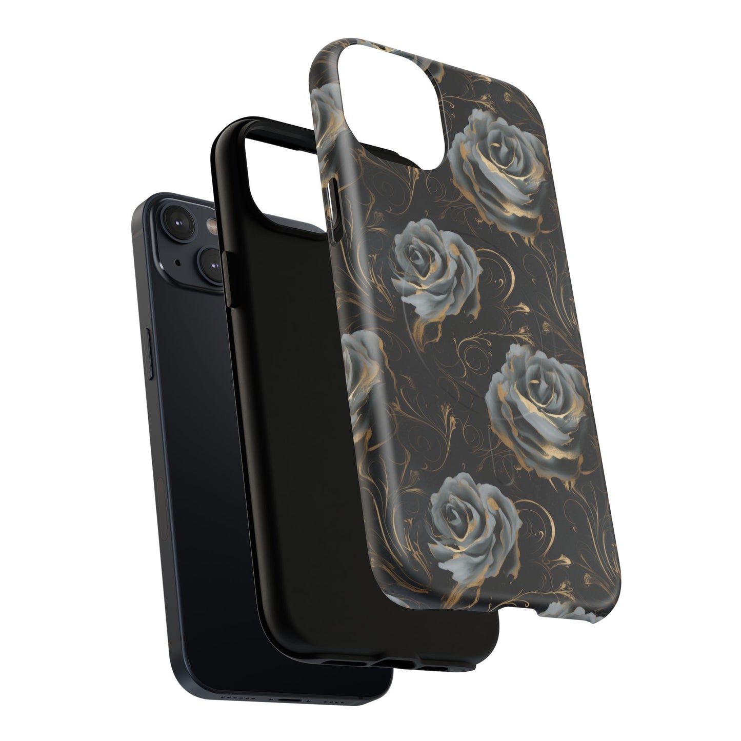 Midnight Bloom Tough iPhone Magnetic Cases,  iPhone 14, iPhone 15, iPhone 16, Pro, Pro Max, Plus MagSafe Case, Protective Tech Accessories, Gift for Her, Floral Design