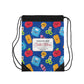 Custom Blue Kawaii Composition Book Inspired Colorful ABC Drawstring Bag | Personalized College Ruled Tote | Kids School Gear | Fun Gym Sack | Back to School Accessory
