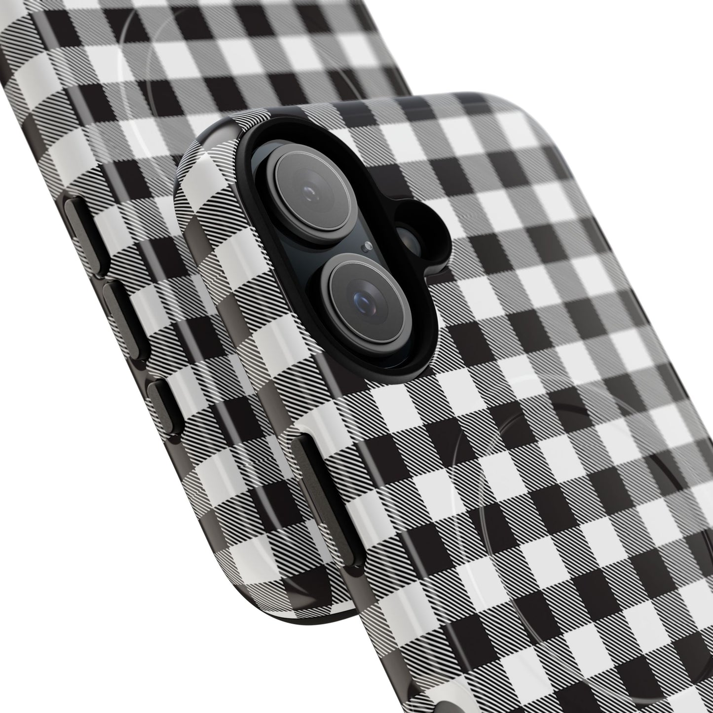 Black and White Gingham Phone Case, Tough Magnetic Cases, Stylish Phone Cover, Gift for Her, Trendy Phone Accessory, Checkered Print