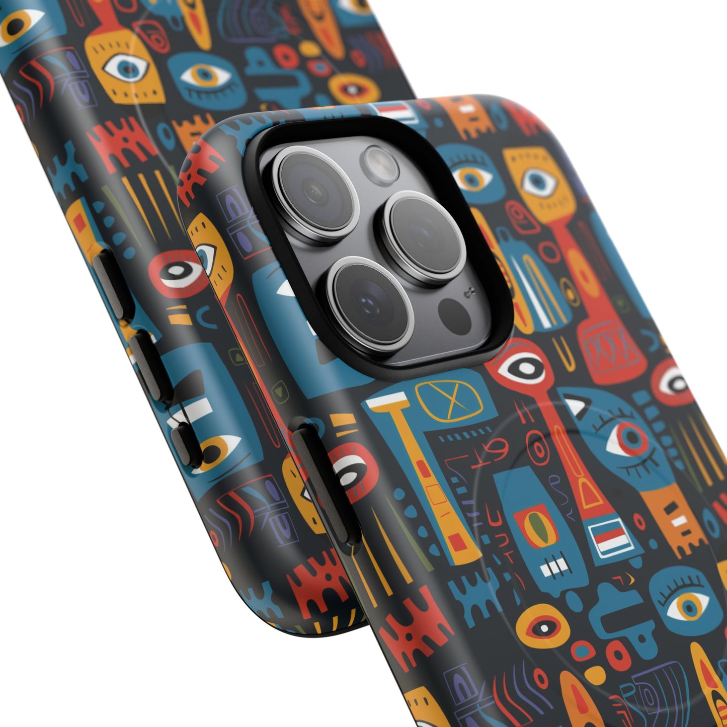 Urban Totem Vibe Tough iPhone Magnetic Case, Colorful Bohemian Art, Unique Gift for Him/Her, Holiday Accessory, iPhone Protection, MagSafe iPhone Case.