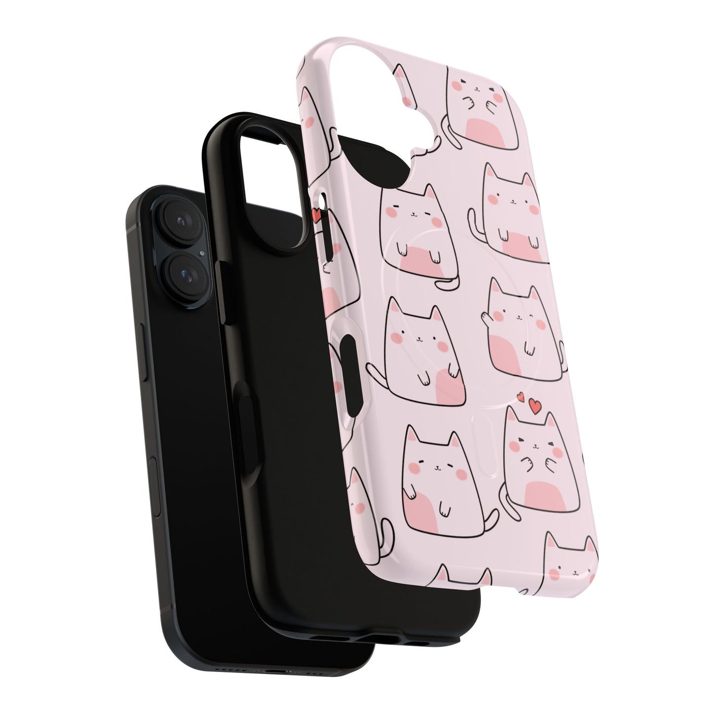 Cute Cat Magnetic iPhone Case, Tough iPhone Cover, Cat Lover Gift, Kawaii Style Case, Pet-Themed Gift