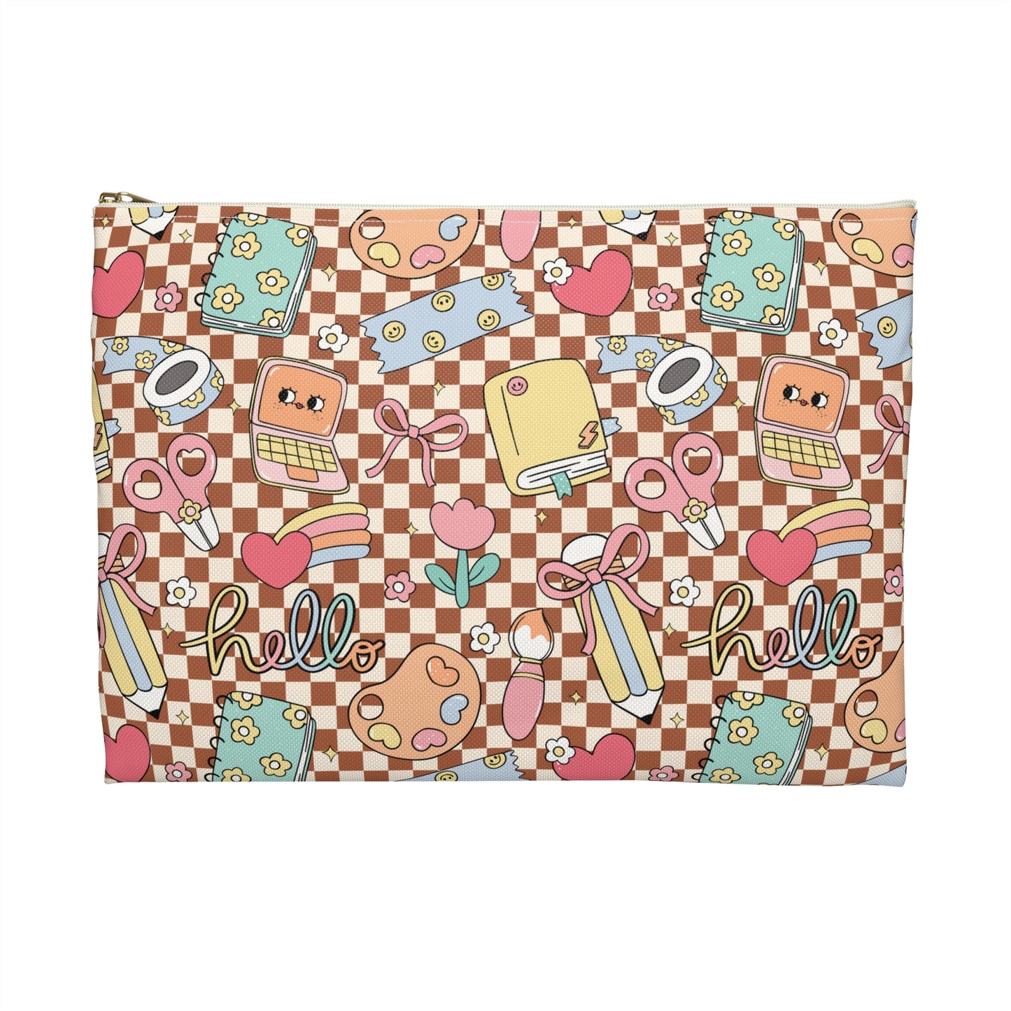 Personalized Brown Doodle Daydream Composition Book Inspired Accessory Pouch, Kids School Supplies, Classroom Organizer, Teacher Gift, Fun Stationery Case, Back to School